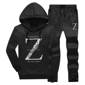 2 piece suit sports men's new brand winter training suit hooded pullover sweatshirt   men's pants men's cotton print hoodie