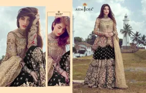 ASIM JOFA D NO 56057 A B C D BUTTERFLY NET WITH HEAVY EMBROIDERY SUIT