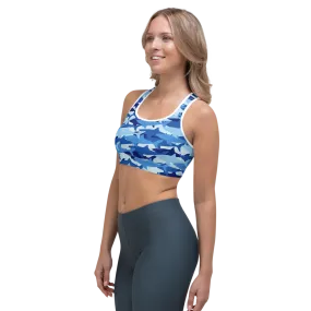Blue Shark Collage Sports bra