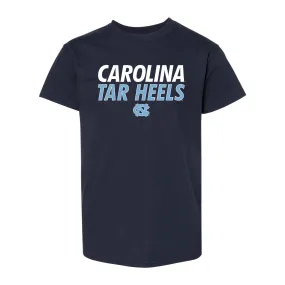 Carolina Tar Heels Stacked Youth T-Shirt - Navy