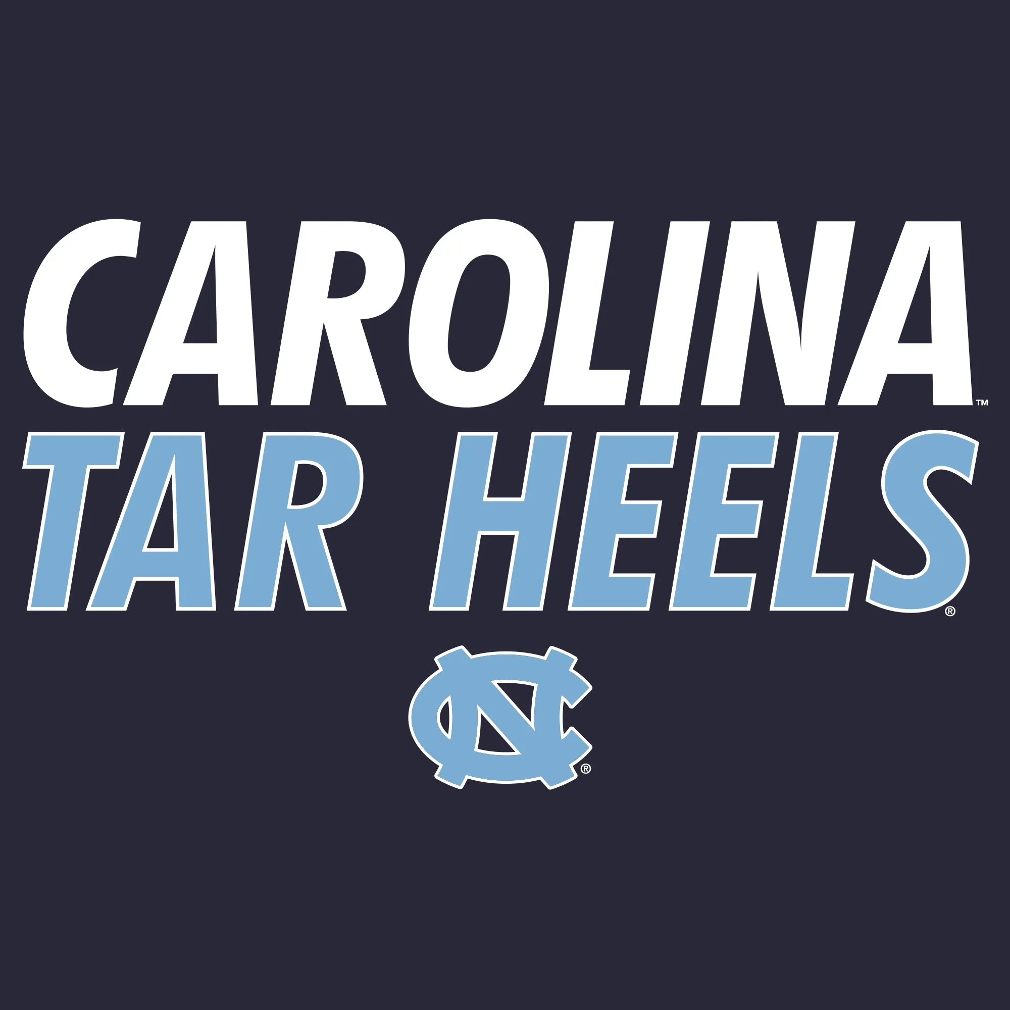 Carolina Tar Heels Stacked Youth T-Shirt - Navy