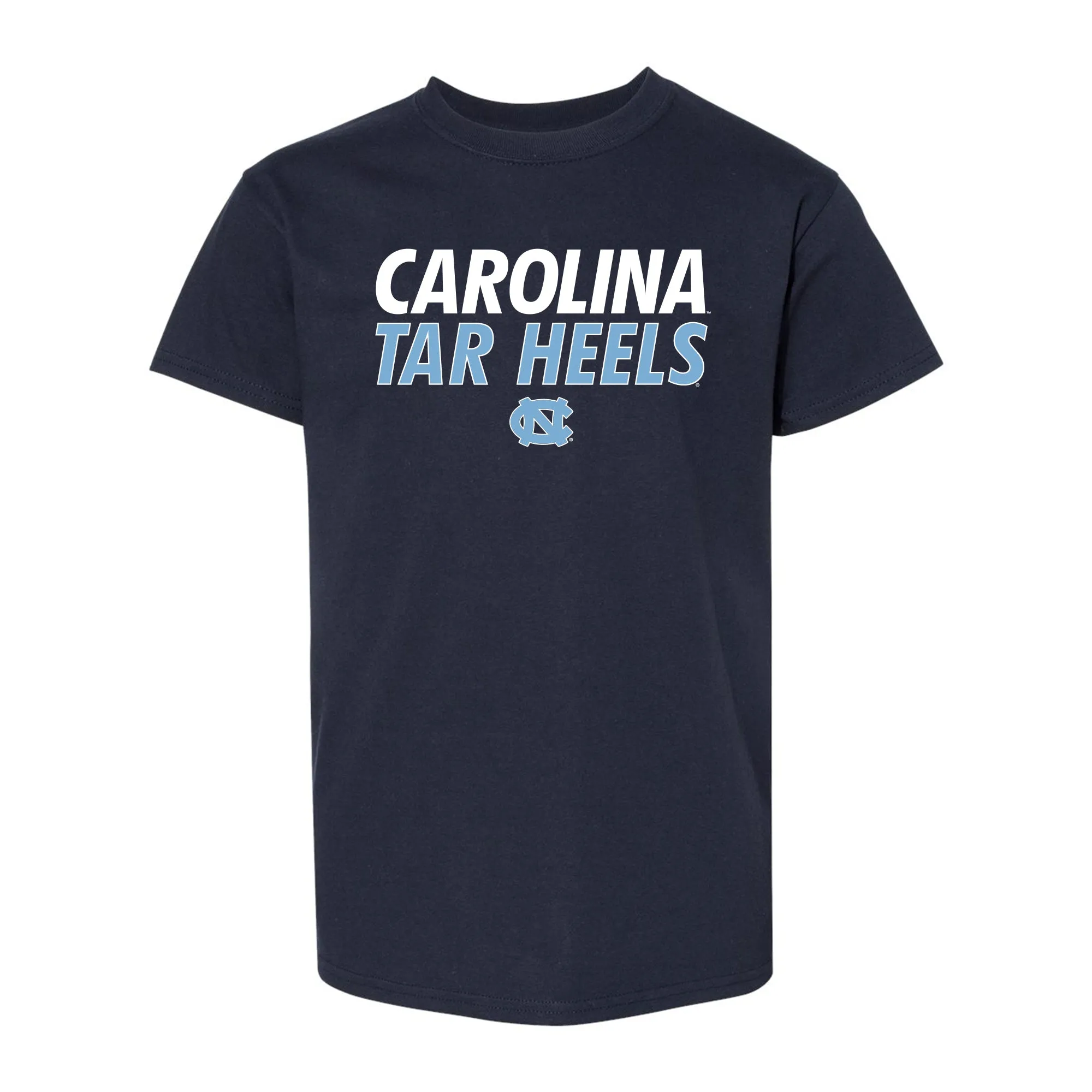Carolina Tar Heels Stacked Youth T-Shirt - Navy