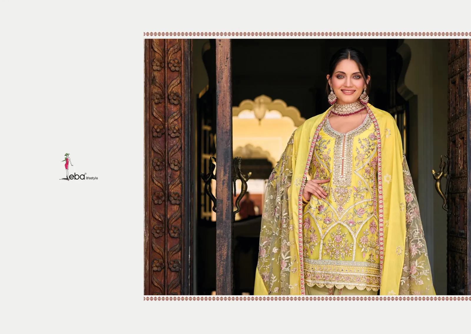 Eba Lifestyle Amber Chinon With Heavy Embroidery Designer Suite