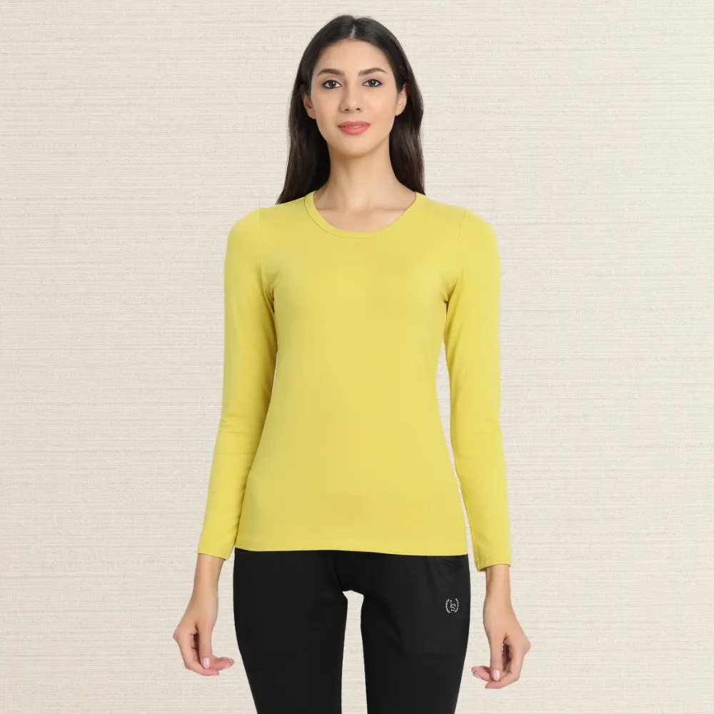 Full Sleeve T-Shirt | Bamboo Fabric | Comfortable | Women Active Wear | Yellow