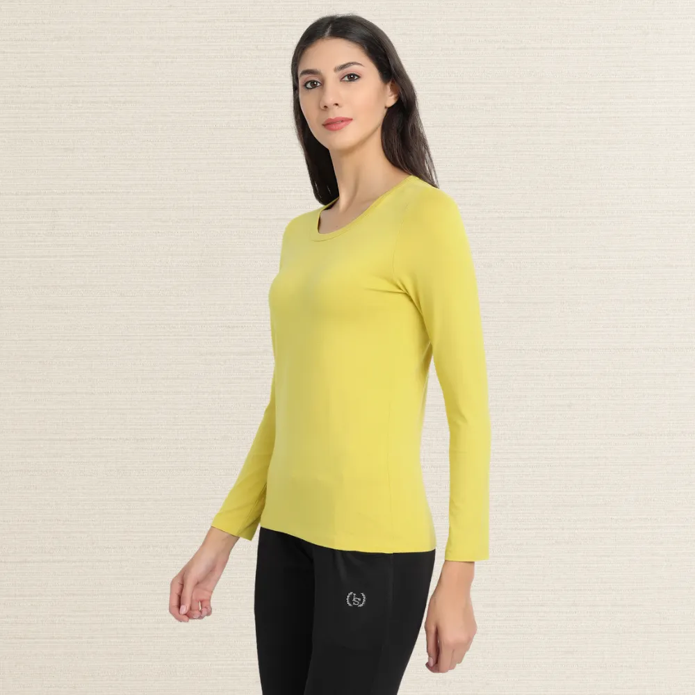 Full Sleeve T-Shirt | Bamboo Fabric | Comfortable | Women Active Wear | Yellow