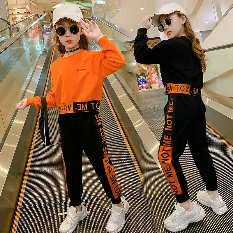 Girls&#39; Sweater Suit Spring Autumn Children&#39;S Clothing  Long-Sleeved Casual Top Casual Trousers Big Kids Sports Clothes Sets
