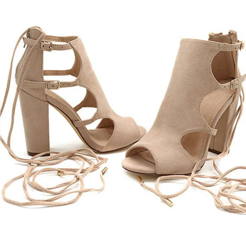 GLADIATOR LACE-UP OPEN TOE BOOTIE