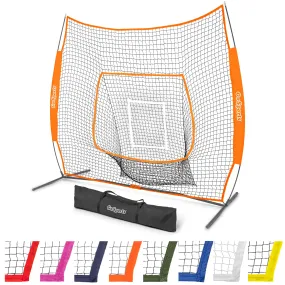 GoSports Team Tone 7 ft x 7 ft Baseball & Softball Practice Hitting & Pitching Net in Team Colors - Orange