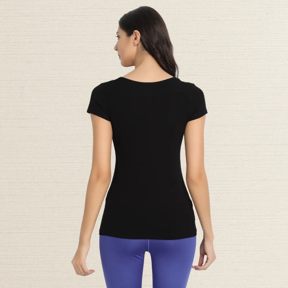 Half Sleeve T-Shirt | Bamboo Fabric | Comfort Fit | Women Active Wear | Black