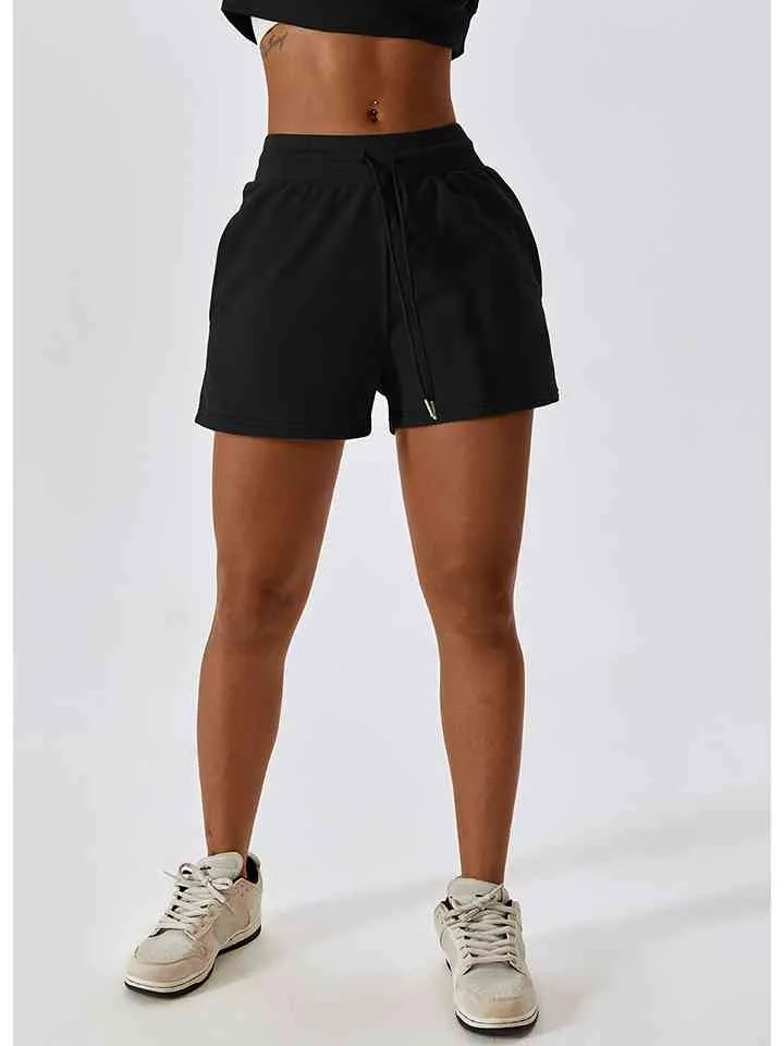 Ladies - Shorts - Drawstring Smocked Waist Sports Shorts