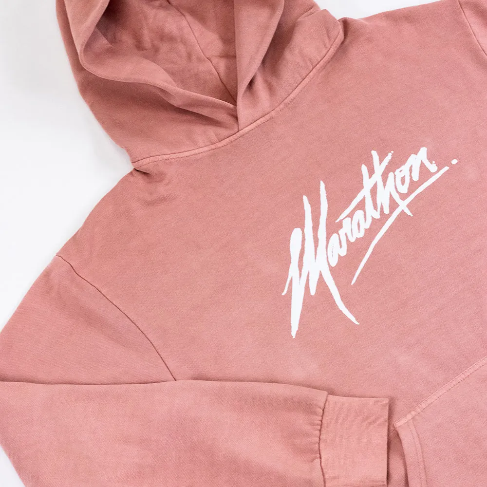 Marathon Script Signature Hoodie - Salmon/White