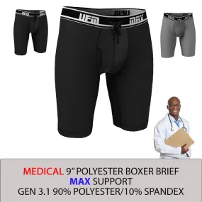 MAX Support 9 Inch Boxer Briefs Polyester Gen 3.1 Black and Gray