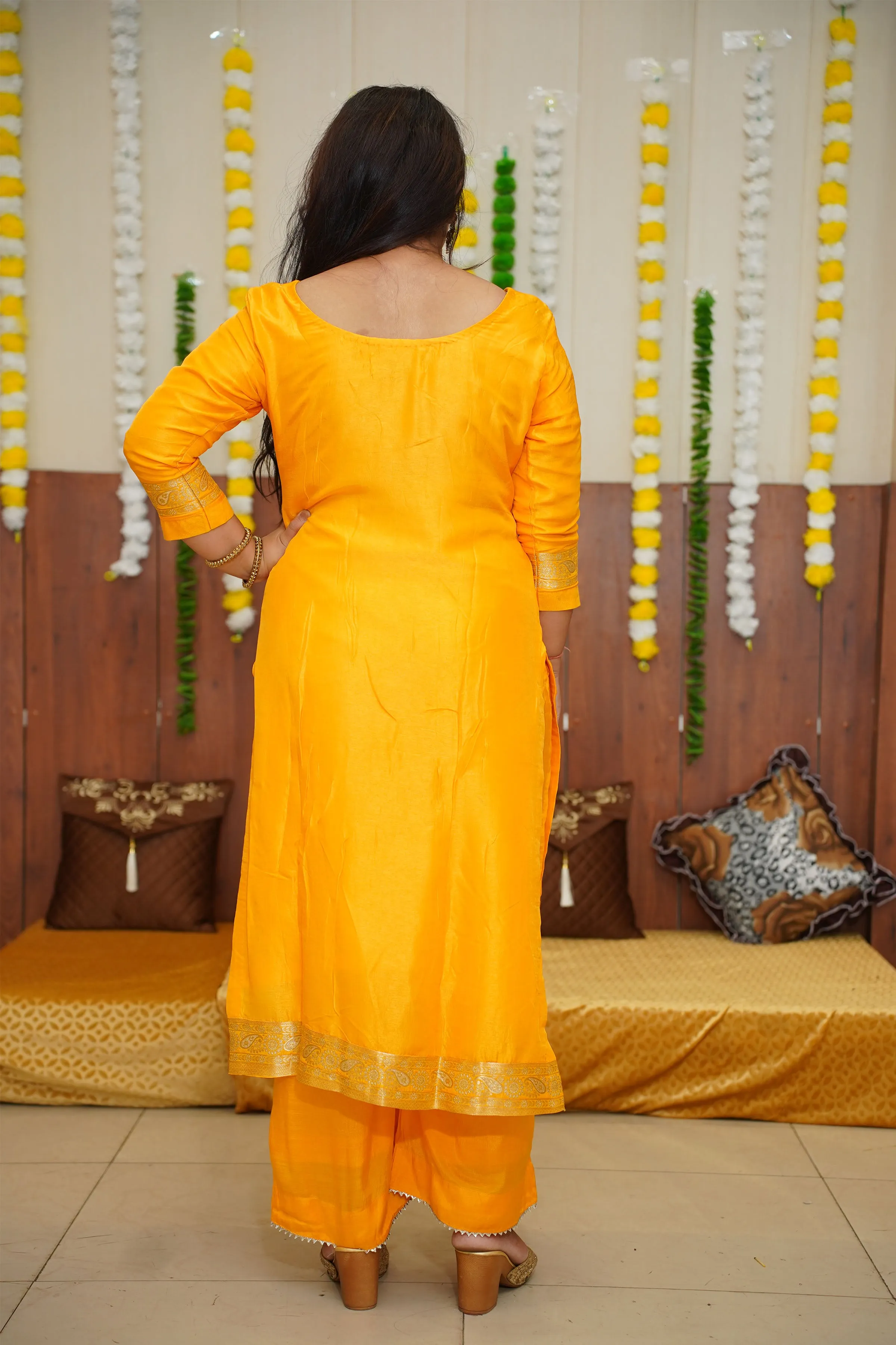 Old Gold Rose Jacquard Silk Suit
