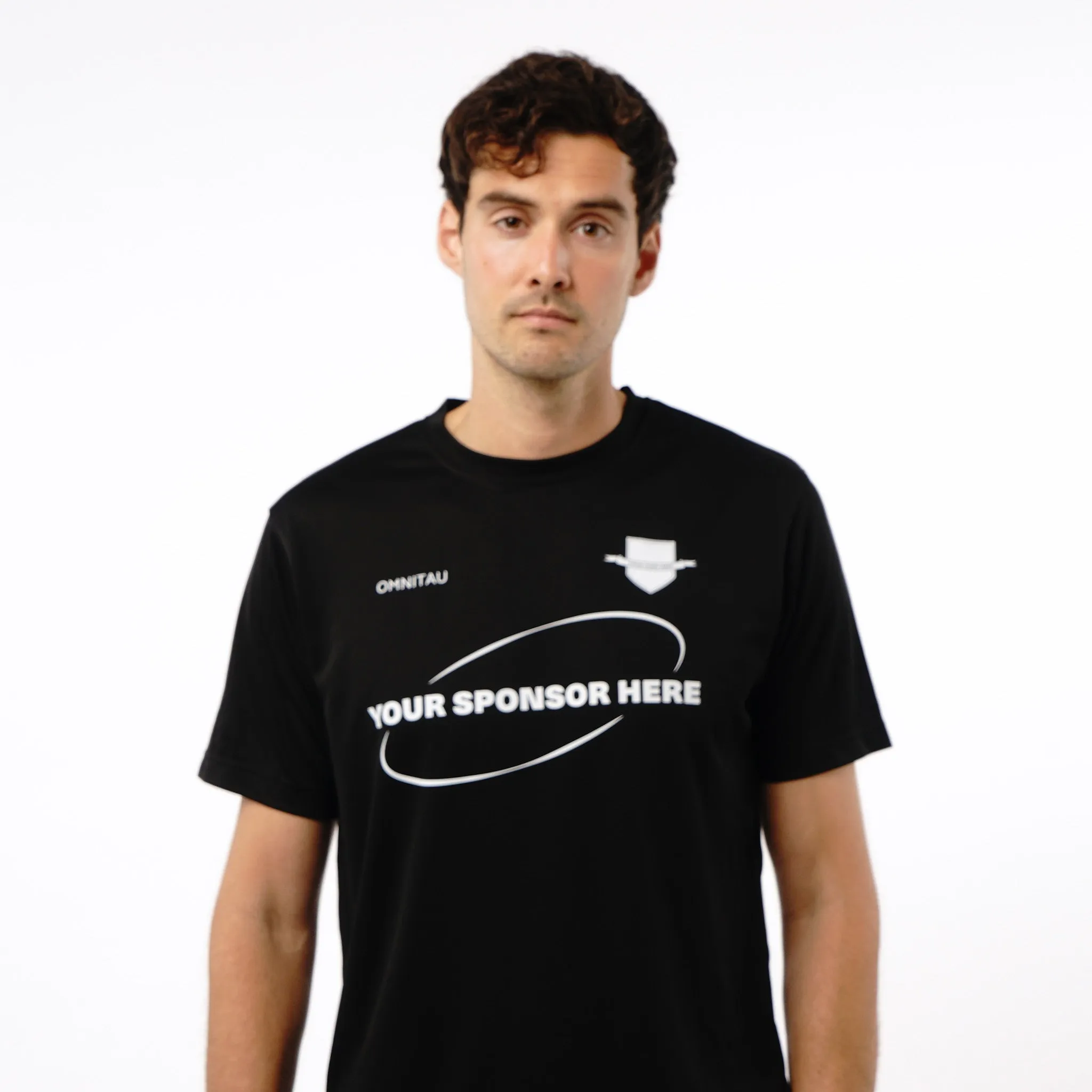 Omnitau Men's Team Sports Core Cricket Crew Neck Shirt - Black