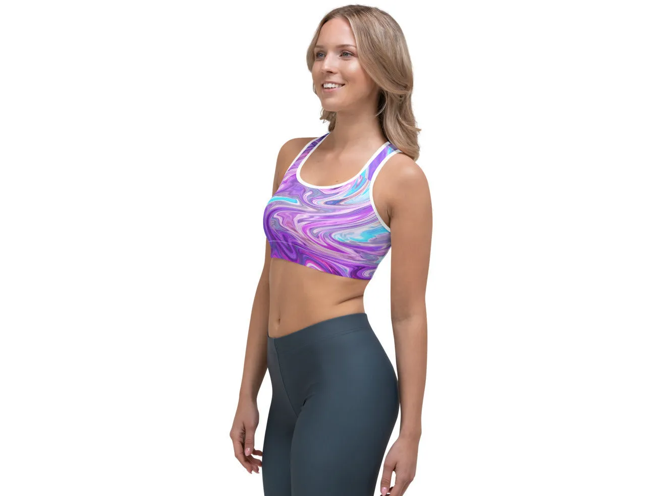 Purple Marbled Sports Bra