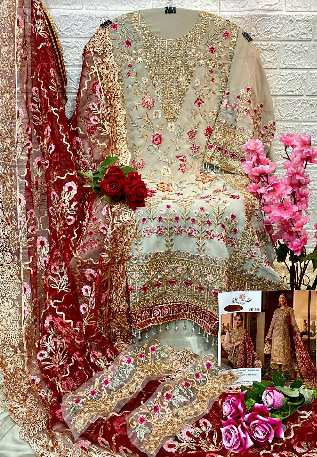 RAMSHA D..NO R-549 EMBROIDERY SUIT