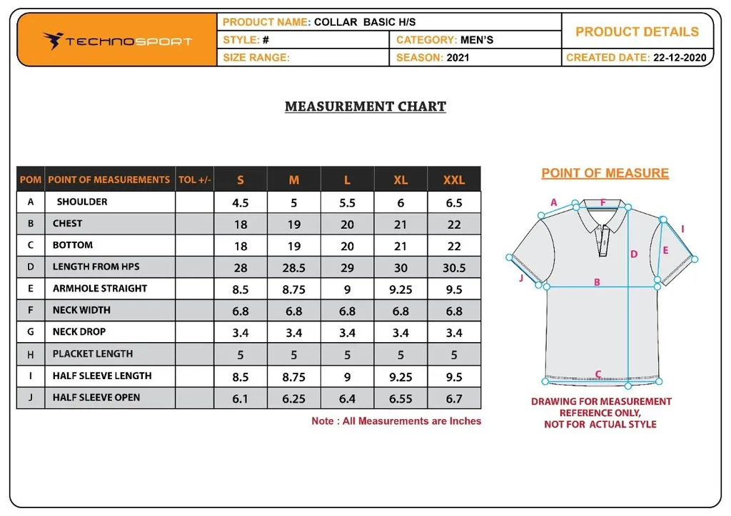 TechnoSport Polo Neck Half Sleeve Dry Fit T Shirt for Men OR-51 (White)