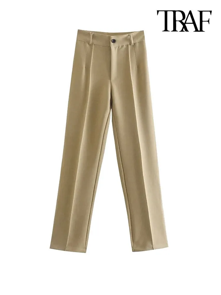 TRAF Women Chic Fashion Office Wear Straight Pants