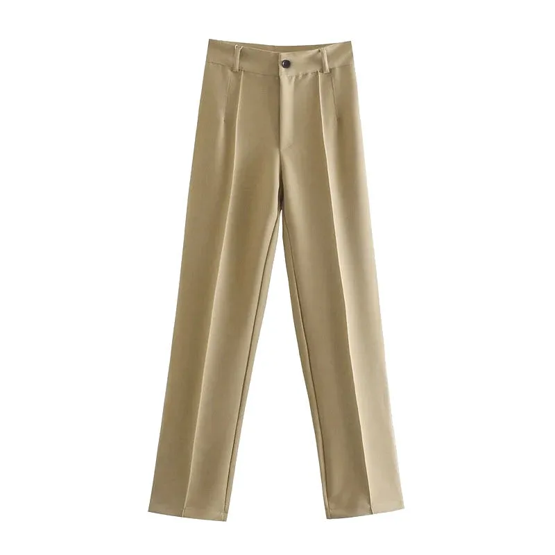TRAF Women Chic Fashion Office Wear Straight Pants