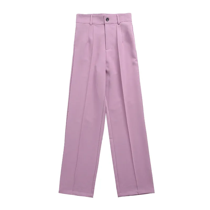 TRAF Women Chic Fashion Office Wear Straight Pants