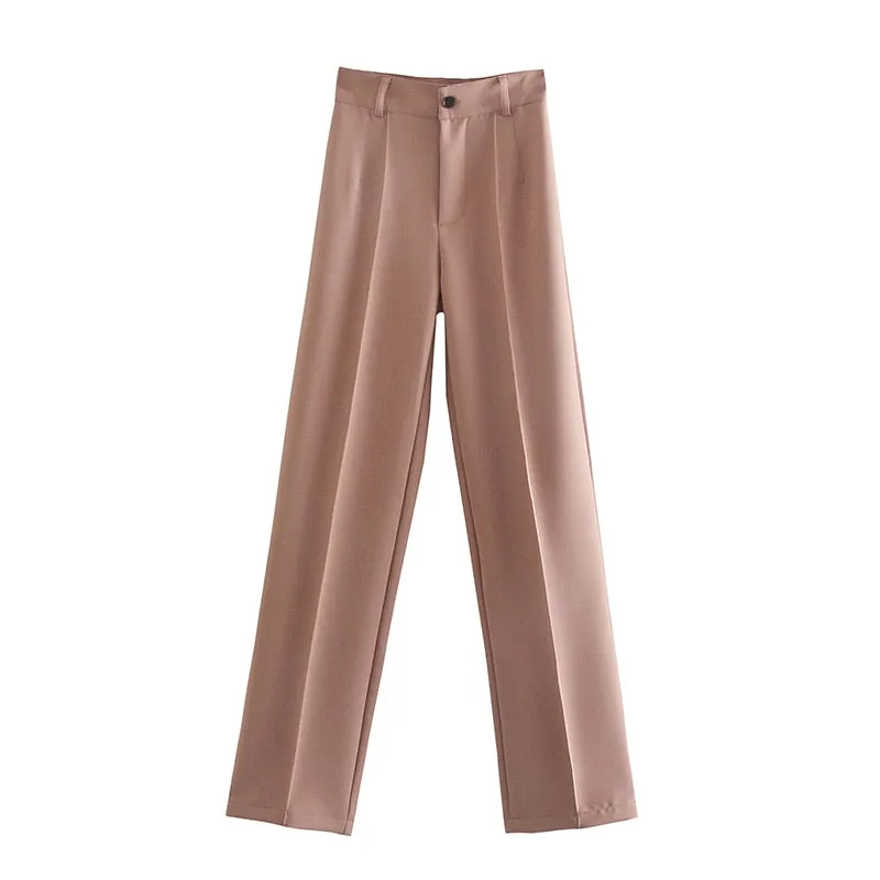 TRAF Women Chic Fashion Office Wear Straight Pants