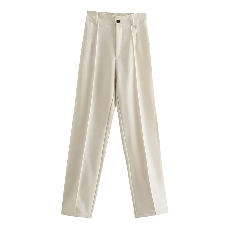 TRAF Women Chic Fashion Office Wear Straight Pants