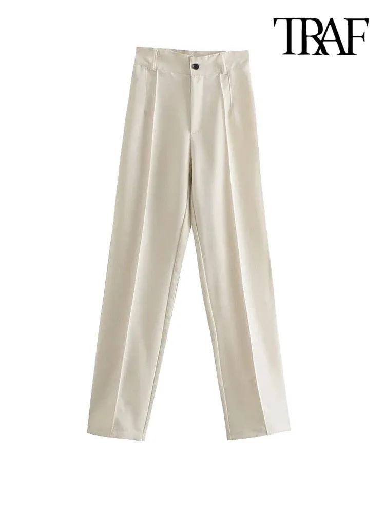 TRAF Women Chic Fashion Office Wear Straight Pants