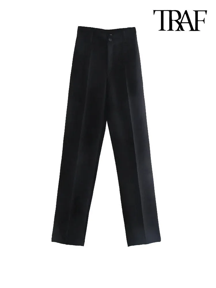 TRAF Women Chic Fashion Office Wear Straight Pants