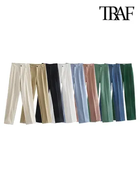 TRAF Women Chic Fashion Office Wear Straight Pants