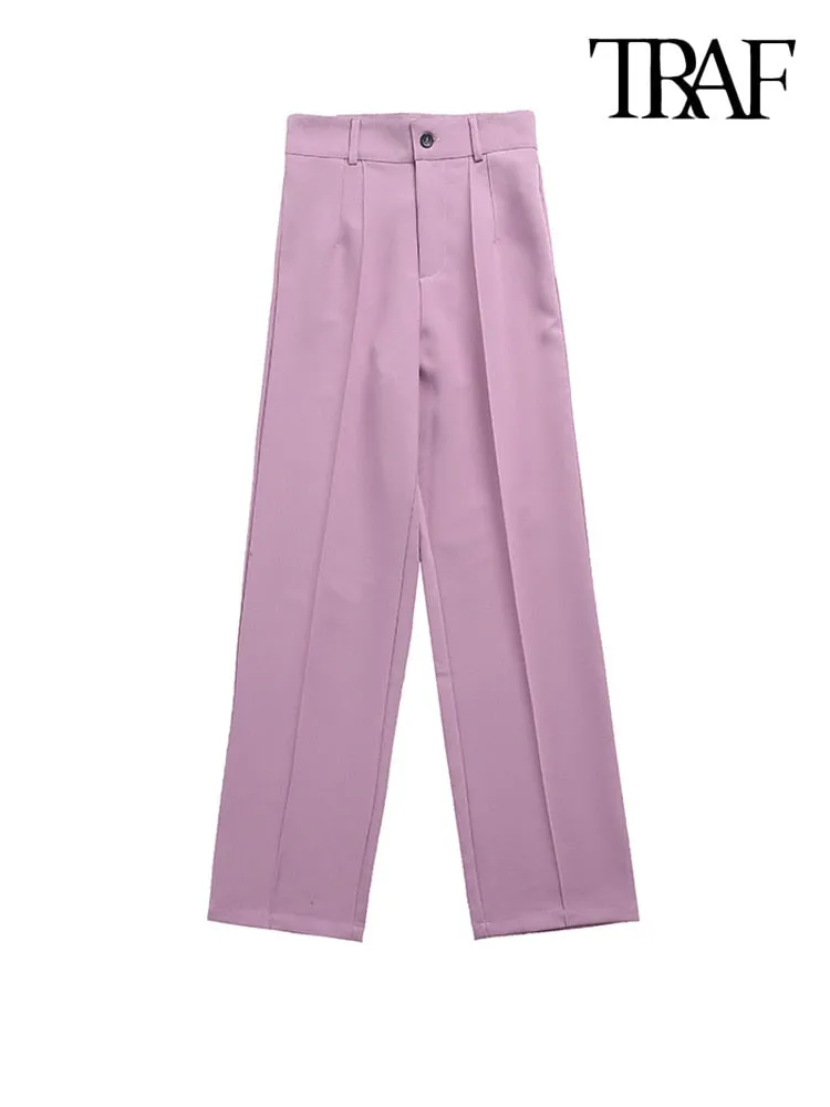 TRAF Women Chic Fashion Office Wear Straight Pants