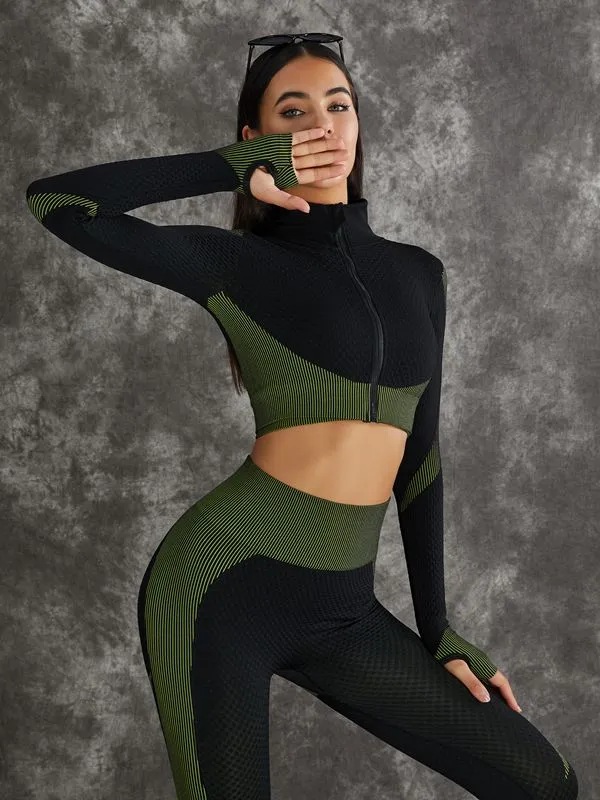 ZASUWA Female 3 Pieces Long Sleeves Zipper Fitness Suits X Carmen⭐