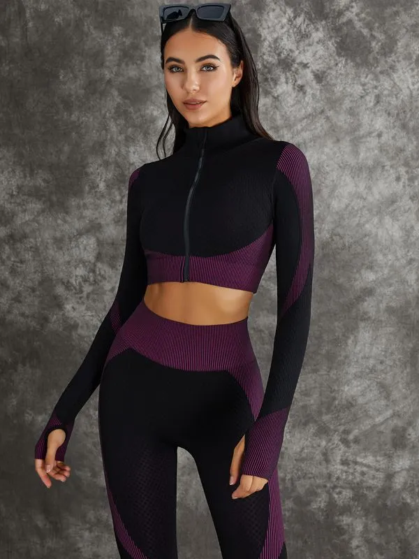 ZASUWA Female 3 Pieces Long Sleeves Zipper Fitness Suits X Carmen⭐